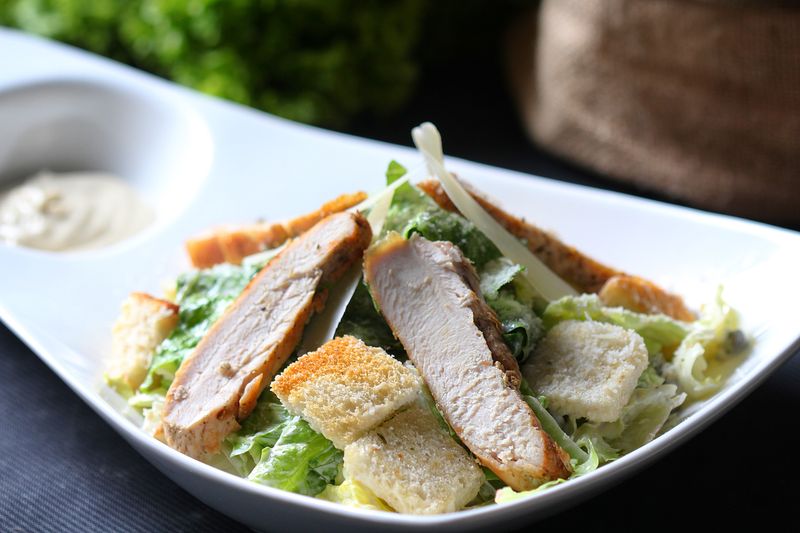 Classic Caesar Salad with romaine lettuce and parmesan croutons