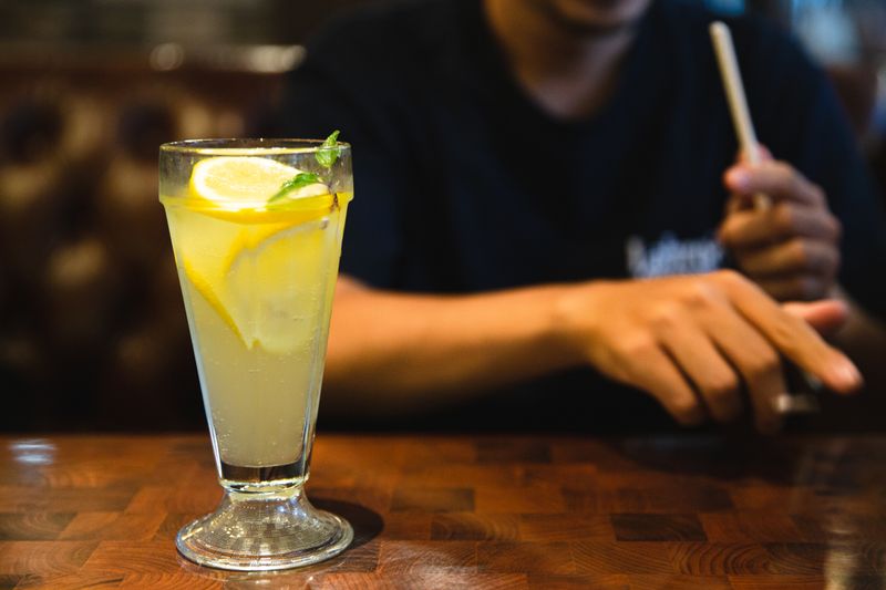 Fresh Lemonade with mint and lemon slices in a glass